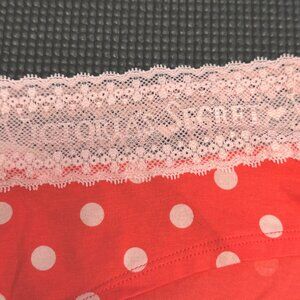 Victoria's Secret L Low Rise Hiphugger Lace Cotton Underwear Orange Pink Dots